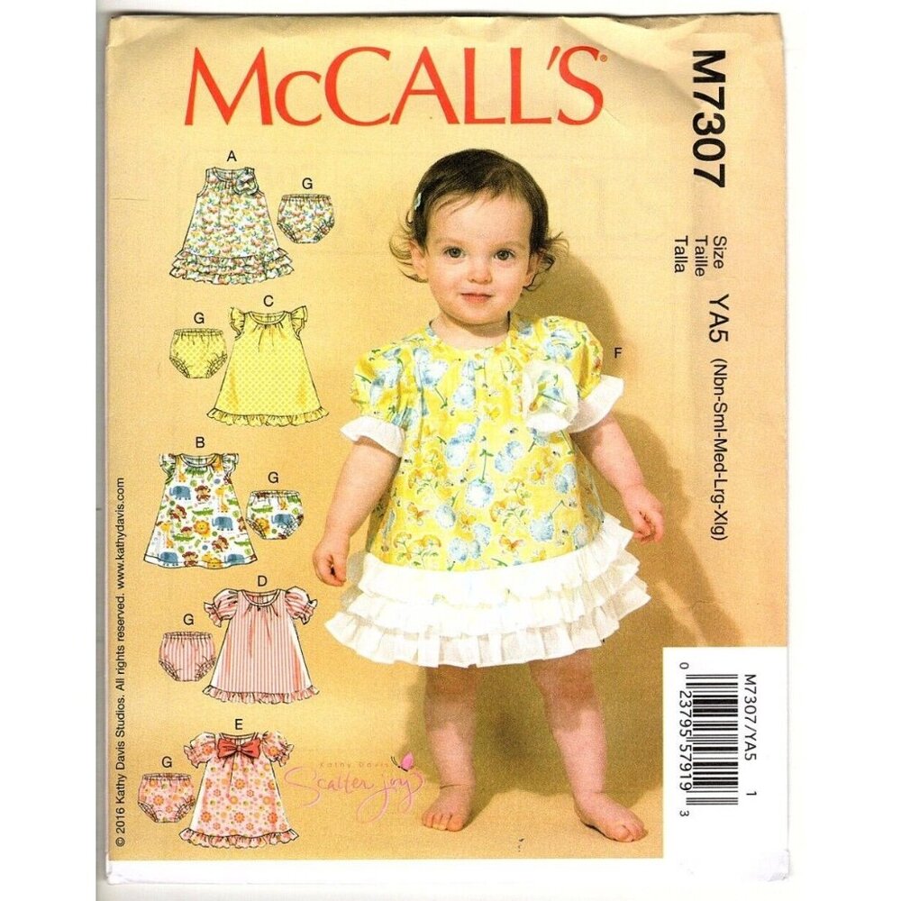 McCall's M7307 Infant Girls NB to XL Dresses and Panties Sewing Pattern New